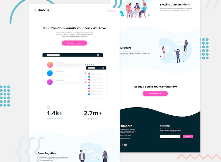 huddle-landing-page-with-curved-sections-master